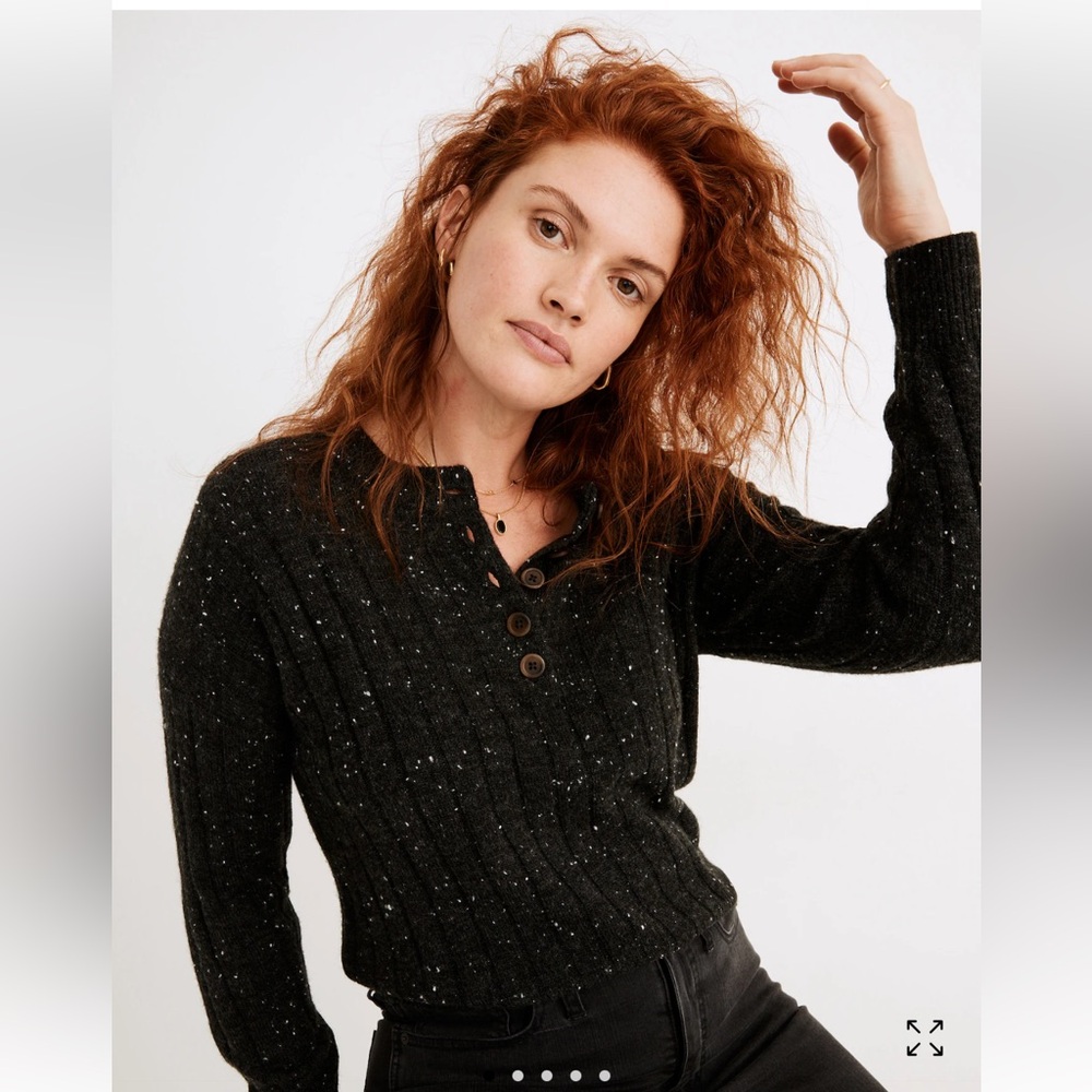 Madewell Donegal Bowden Henley Sweater in Coziest Yarn - Size L